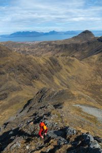 Enjoying the sun on the Rum Cuillin traverse