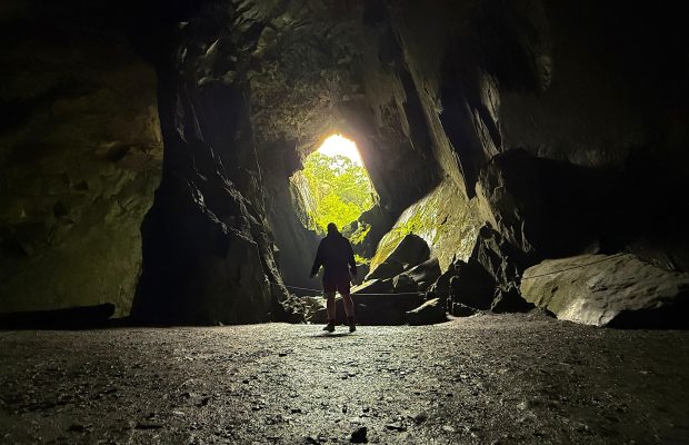 Person in the entrance of Cathedral Cave