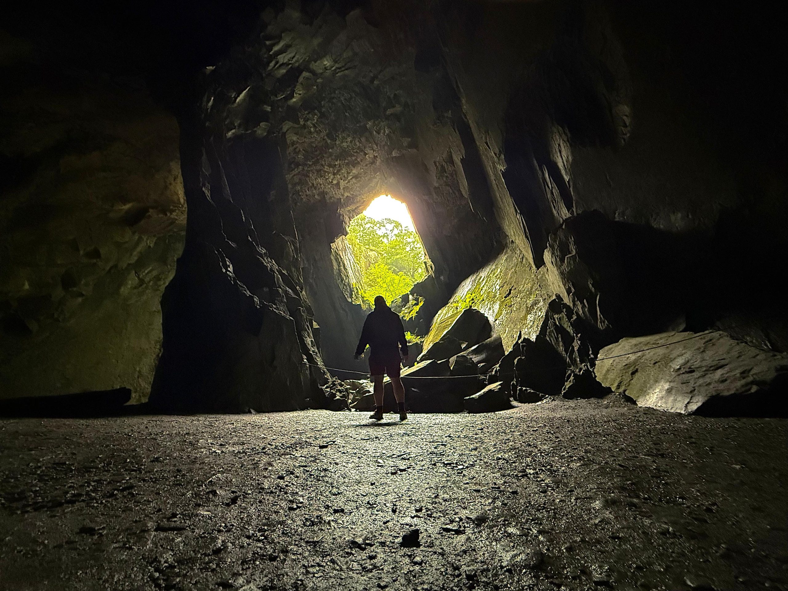 Person in the entrance of Cathedral Cave