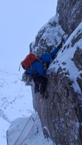 Crux start to SW Ridge of the Douglas Boulder, Ben Nevis, JMCS Glasgow