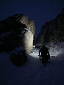 Ben Nevis, South West Ridge of Douglas Boulder start, night, JMCS Glasgow