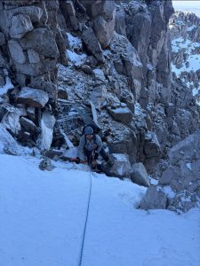 Higgy on fuselage gully, Beinn Eighe
